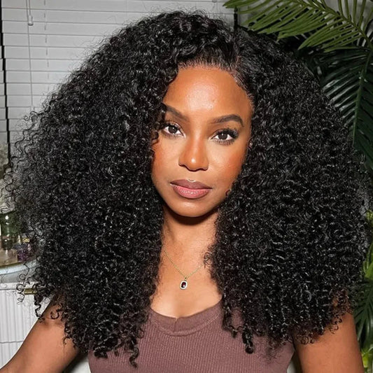 Proluxehair 300% Density Kinky Curly Human Hair Wig For Women Raw Indian Hair 13X4 Hd Transparent Lace Frontal Wig 12-30 Inch
